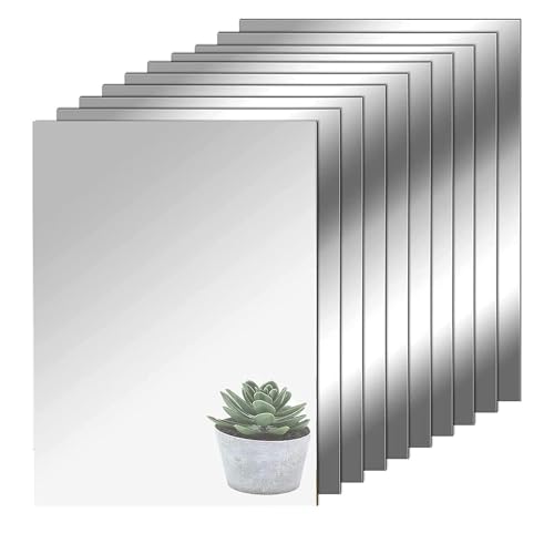 TSKDKIT HD Klebespiegel Spiegel 10pcs Kein Glasspiegel Spiegelfliesen Selbstklebend Spiegelblätter Flexibler Spiegelfolie Selbstklebend Acrylic Dekospiegel Wandspiegel(15 x 10cm) von TSKDKIT