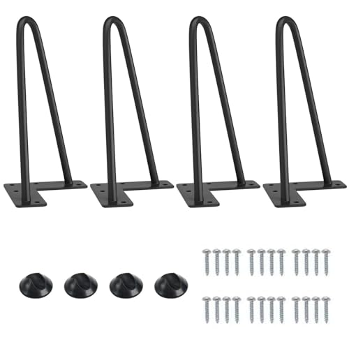 TSKDKIT 4 Stück Tischbeine Metall Schwarz 20cm Haarnadel Tischbeine Möbelfüße Metall Hairpin Legs Tischgestell für Esstisch Couchtisch Schreibtisch Arbeitstisch von TSKDKIT