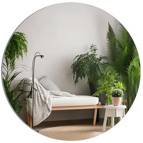 TSKDKIT 50cm Groß Wandspiegel Rund Selbstklebender Glasspiegel HD Dekorative Wandspiegel Rahmenlos Spiegel für Gäste WC, Badzimmer, Ankleidezimmer, Wohnzimmer etc von TSKDKIT