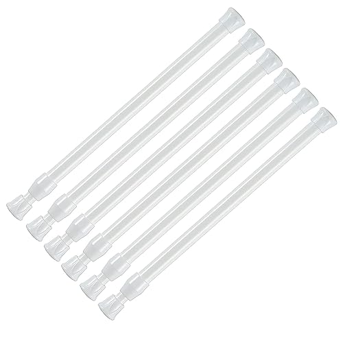 TSKDKIT 6 PCS Gardinenstange Ausziehbar, Vorhangstange ohne bohren, Verstellbare Teleskopstange Klemmstange zum Ausziehen durch Drehen für Schrank, Fenster, Küche, Store, DIY-Projekte(18-28cm, Weiß) von TSKDKIT