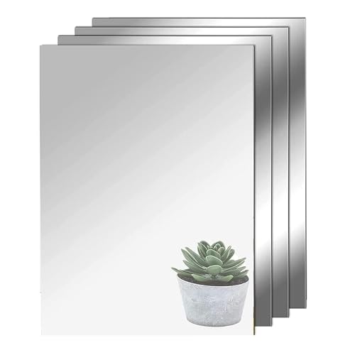 TSKDKIT HD Klebespiegel Spiegel 4pcs Kein Glasspiegel Spiegelfliesen A4 Selbstklebend Spiegelblätter Flexibler Spiegelfolie Selbstklebend Acrylic Wanddekoration Dekospiegel Wandspiegel(29 x 21cm) von TSKDKIT