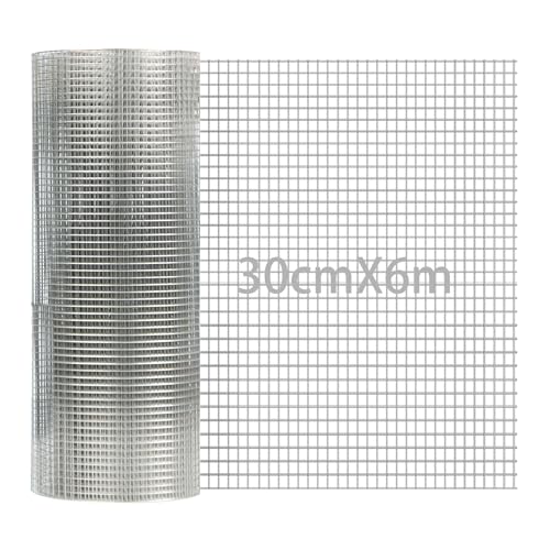 TSKDKIT Drahtgitter Feinmaschig verzinkt 6x6 mm, Wühlmausgitter für Hochbeet, 30cm x 6m Metallgitter als Volierendraht Kaninchendraht Vierkant Drahtgitter für Schutznetze, Gartennetze von TSKDKIT