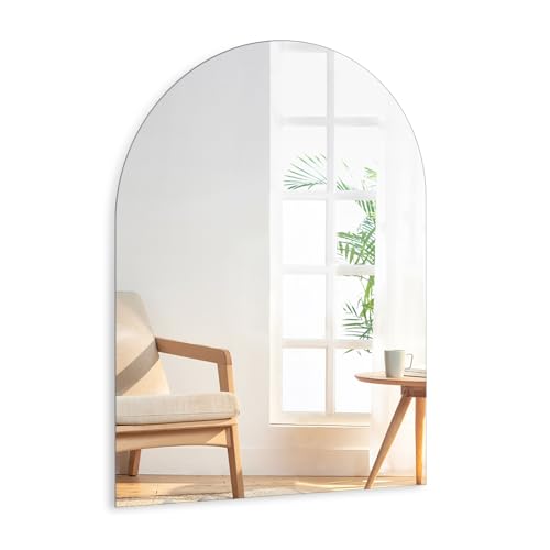 TSKDKIT HD Bogen Wandspiegel Selbstklebender Glasspiegel 40x30cm Dekorative Wandspiegel Rahmenlos Halbkreisförmig Spiegel Groß für Gäste WC, Badzimmer, Ankleidezimmer, Wohnzimmer, Schlafzimmer von TSKDKIT