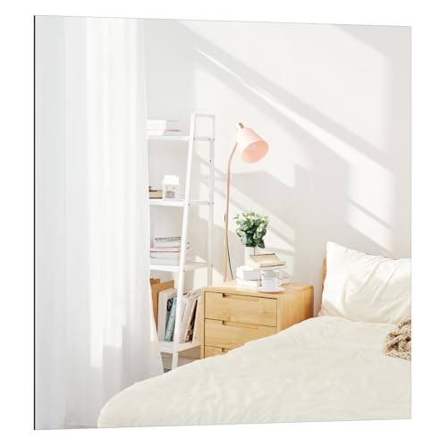 TSKDKIT HD Spiegel 50x50cm Glasspiegel Rahmenlos Wandspiegel Selbstklebender Dekorative Spiegel Badspiegel Groß Kristallspiegel für Gäste WC, Badzimmer, Ankleidezimmer, Wohnzimmer etc von TSKDKIT