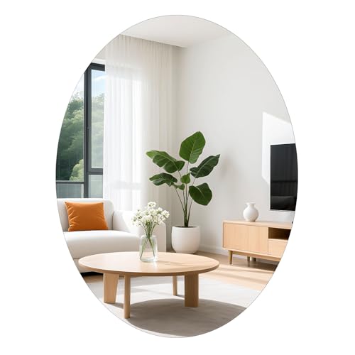 TSKDKIT Ovaler Wandspiegel 50x40cm, Klebespiegel Randlos Oval Spiegel Selbstklebend Glasspiegel groß ohne Verzerrung Dekorativer HD Wandspiegel für Badzimmer,Eingangsbereich,Ankleidezimmer,Wohnzimmer TSKDKIT Ovaler Wandspiegel 50x40cm, Klebespiegel Randlos Oval Spiegel Selbstklebend Glasspiegel groß ohne Verzerrung Dekorativer HD Wandspiegel für Badzimmer,Eingangsbereich,Ankleidezimmer,Wohnzimmer von TSKDKIT