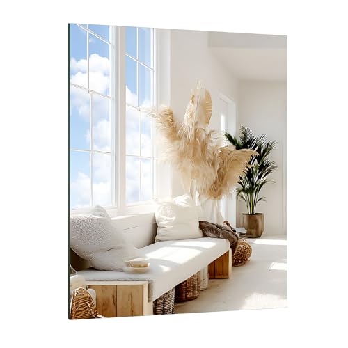 TSKDKIT Wandspiegel Selbstklebender Glasspiegel HD Dekorative Wandspiegel Rahmenlos Spiegel Groß für Gäste WC, Badzimmer, Ankleidezimmer, Wohnzimmer etc(50 x 40cm) von TSKDKIT