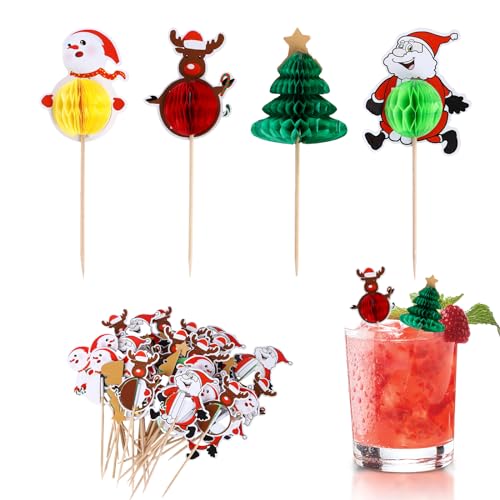 100 Stück Cocktailspieße Weihnachts-Cocktail-Zahnstocher Weihnachten Cupcake Toppers Weihnachtsbaum Santa Santa Snowman Rentier Wabe Cocktail Picks für Weihnachten Party Cocktail Deko 100 Stück Cocktailspieße Weihnachts-Cocktail-Zahnstocher Weihnachten Cupcake Toppers Weihnachtsbaum Santa Santa Snowman Rentier Wabe Cocktail Picks für Weihnachten Party Cocktail Deko von TSLBW