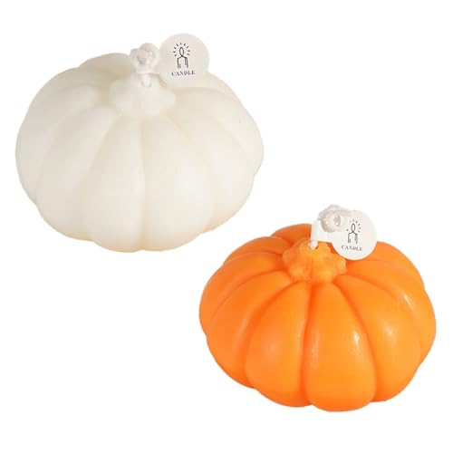 2 Stück Halloween Kürbis Kerze Aromatherapie Kerzen echte flammende handgemachte Wachskerzen, Thanksgiving Herbst Dekorationen Schlafzimmer Tischdekoration von TSLBW