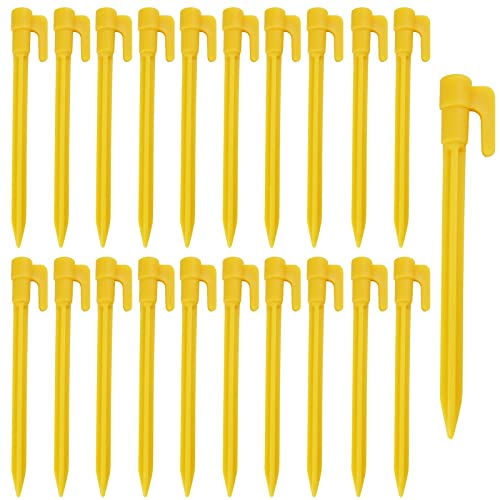 20 Stück Kunststoff Zeltnagel Leichte Camping Pegs 14.7 * 1.7cm Kunststoff Zelt Stakes Schwerlast Camping Heringe Kunststoff Heringe Leichte Zeltheringe für Zelt Markise Mat Draussen Zubehör (Yellow) von TSLBW