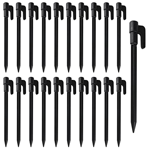 20 Stück Kunststoff Zeltnagel Leichte Camping Pegs 14.7 * 1.7cm Kunststoff Zelt Stakes Schwerlast Camping Heringe Kunststoff Heringe Leichte Zeltheringe für Zelt Markise Mat Draussen Zubehör (Black) von TSLBW