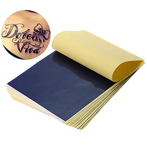 25 Blatt Tattoo Transferpapier Papier Transferpapier Tattoo Papier A4 Kohlepapier Thermoschablonenpapier Carbon Thermokopierpapier Transferpapier für Tattoos Thermo Transfer Papier Matrizenpapier von TSLBW