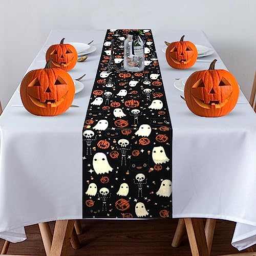 33*183cm Schwarz Halloween Tischläufer, Halloween Tischläufer, Tischläufer Halloween Deko für Halloween, Zuhause, Party, Dekoration (SCHWARZ) von TSLBW