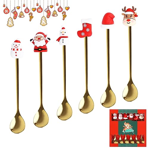 6 Stück Weihnachts kaffee Löffel, Weihnachts-Kaffeelöffel, Weihnachtliches Besteck-Set Weihnachten Kaffeelöffel Edelstahl Rührlöffel Dessertlöffel für Teesuppe,Geschenkbox Verpackung (JSCS0725) 6 Stück Weihnachts kaffee Löffel, Weihnachts-Kaffeelöffel, Weihnachtliches Besteck-Set Weihnachten Kaffeelöffel Edelstahl Rührlöffel Dessertlöffel für Teesuppe,Geschenkbox Verpackung (JSCS0725) von TSLBW