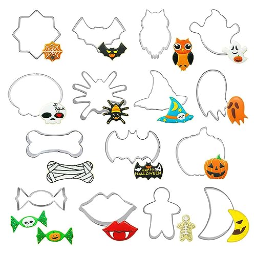 Halloween Ausstechformen Set 15Pcs Plätzchen Ausstecher Ausstechformen Halloween Ausstecher Keksausstecher Cookie Cutter DIY Fondant Plätzchenausstecher Keksschneider Kürbis, Spinne, Lebkuchenmann usw von TSLBW