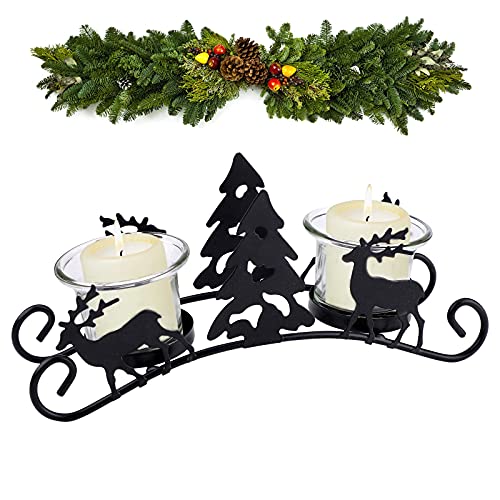 Kerzenhalter Weihnachten Kerzenhalter Vintage Metall Kerzenständer Rentier Teelichthalter Weihnachten Tischkerzenhalter für Weihnachten Xmas Tischdekoration von TSLBW