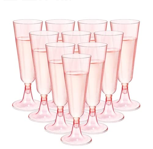 TSLBW 20 Stück Sektgläser 5 OZ Gold glitter Sektgläser Sektkelch für Hochzeiten Geburtstag,Jahrestag,Picknicks, Outdoor-Partys (Rosa A) von TSLBW