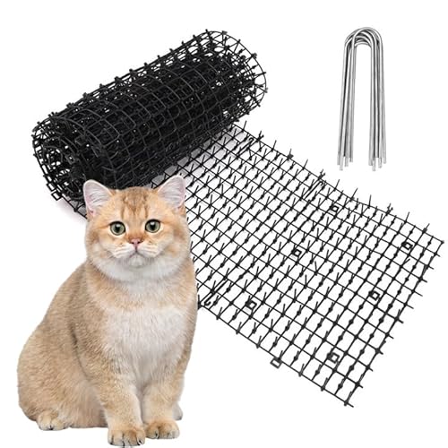 200 * 28cm Katzen-Matte mit Spikes Katzenabwehr-Matte Stacheln Gartenarbeit Kunststoff Katzenmatte 8 Heringe Haustierabschreckungsmatte für Wildtiere Pflanzenschutznetz den Außenbereich von TSLBW