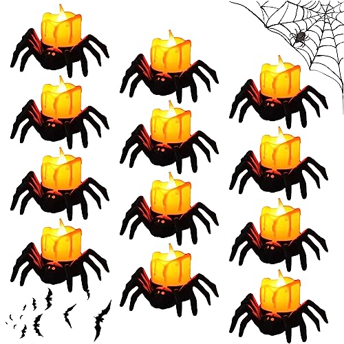 TSLBW Halloween Kürbis Teelichter Kerzen 12 Stück Flammenlose Kerzen Licht mit Orange LED Teelichter Batterie Spinne Nachtlicht für Halloween Outdoor Indoor Party Dekorationen Warmes Weiß Flackern. TSLBW Halloween Kürbis Teelichter Kerzen 12 Stück Flammenlose Kerzen Licht mit Orange LED Teelichter Batterie Spinne Nachtlicht für Halloween Outdoor Indoor Party Dekorationen Warmes Weiß Flackern. von TSLBW