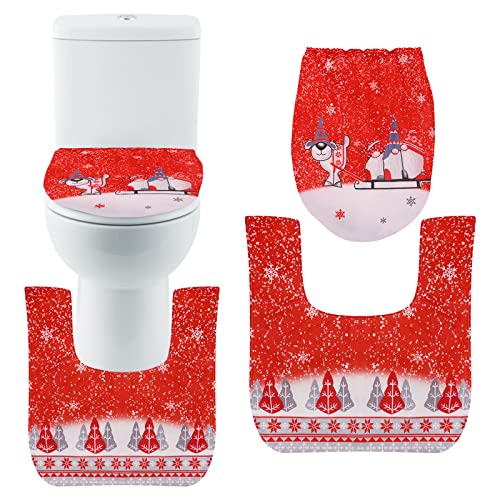 TSLBW Weihnachten Toilettensitzbezug, Toilettendeckel Teppich Badezimmer Neuheit Weihnachtsdekoration, Weihnachtsdekoration WC-Sitzbezug Set, Weihnachtsmann WC-Sitzbezug und Teppich TSLBW Weihnachten Toilettensitzbezug, Toilettendeckel Teppich Badezimmer Neuheit Weihnachtsdekoration, Weihnachtsdekoration WC-Sitzbezug Set, Weihnachtsmann WC-Sitzbezug und Teppich von TSLBW