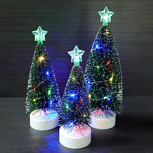 Tisch-Weihnachtsbaum mit Lichtern 3 Stück Tabletop Weihnachtsbaum mit Lichtern Mini Künstlicher Weihnachtsbaum mit LED Lichterketten Weihnachtsfeier Dekoration Miniatur Tischdekoration von TSLBW