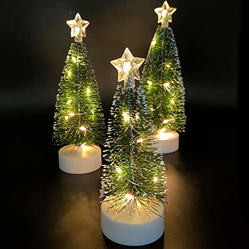 Tisch-Weihnachtsbaum mit Lichtern 3 Stück Tabletop Weihnachtsbaum mit Lichtern Mini Künstlicher Weihnachtsbaum mit LED Lichterketten Weihnachtsfeier Dekoration Miniatur Tischdekoration von TSLBW