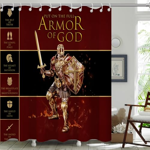 TSLOVER Duschvorhang mit Aufschrift "Armor of God", christlicher Duschvorhang, Duschvorhänge für Badezimmer, 183 x 183 cm von TSLOVER