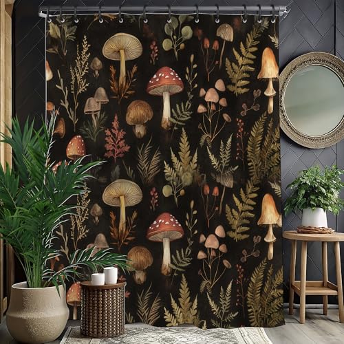 TSLOVER Pilz-Duschvorhang, botanischer Duschvorhang, Natur-Badezimmervorhang, Wald-Badevorhänge, 183 x 183 cm von TSLOVER