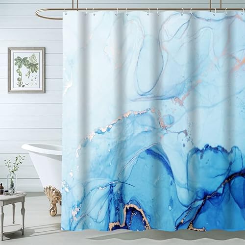 Duschvorhang Marmor 120X180 Polyester Textil Waschbar Mit Ösen,Beschwerter Saum Antischimmel,12 Duschvorhangringe Für Badezimmer, Badewanne,A20 von TSMMB