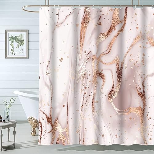 Duschvorhang Marmor 120X200 Polyester Textil Waschbar Mit Ösen,Beschwerter Saum Antischimmel,12 Duschvorhangringe Für Badezimmer, Badewanne,A13 von TSMMB