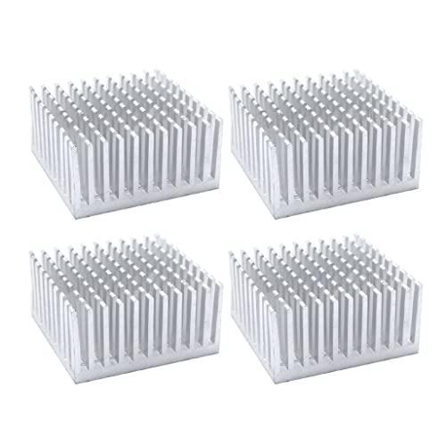 Aluminium-Kühlkörper für Elektronik, LED-Chip, 40 x 40 x 20 mm, mit wärmeleitfähigem, doppelseitigem Klebeband, 4 Stück Aluminium-Kühlkörper für Elektronik, LED-Chip, 40 x 40 x 20 mm, mit wärmeleitfähigem, doppelseitigem Klebeband, 4 Stück von TSMORY