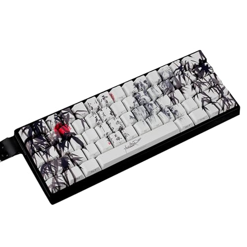 TSMORY 60 % 68 % ANSI ISOs Layout PBTs Original-Profil-Tastenkappen mit Bambuswald-Kunstwerk für mechanische Tastaturen 61/64/68 von TSMORY