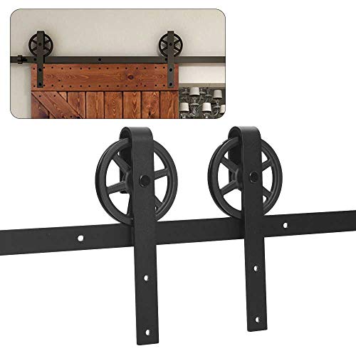 TSMST 120CM/4FT Schiebetürsystem Komplett Set für Schiebetüren Schwarz Schienen Kit Passend für eine einzelne Holztür,Big Speichen Rad Roller von TSMST