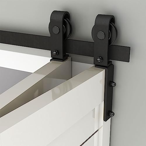 TSMST 120cm/4ft Bi-Falte Schiebetürsystem Komplett-Set, Platzsparende Scheunentür Spur Set für 2 Türen,Grundlegender Stil, Glatt und Ruhig (keine Tür) von TSMST