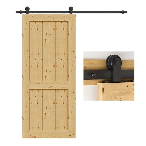 TSMST 152CM/5FT Schiebetürbeschläge Schiebetüren Schiebetürsystem Komplettset Laufschiene Rollen Set T-Form geeignet für eine einzelne Holztür von TSMST
