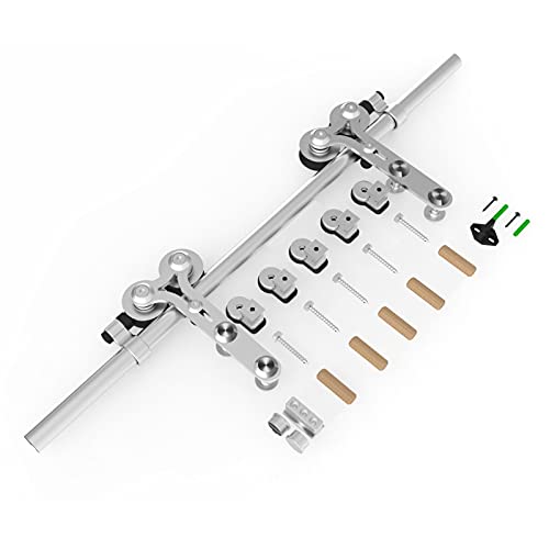 TSMST 200cm/6.6ft Edelstahl Laufschiene Schiebetürbeschlag für Einzelne Holztüren, Reibungslos und Leise (Y-Form-Aufhänger) von TSMST