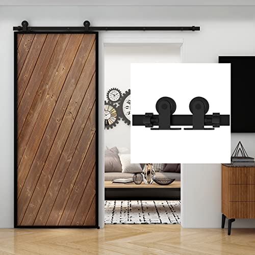 TSMST 6 ft/183 cm Set für Scheunentür, robust, Beschläge für Schiebetür, geeignet für eine einzelne Holztür von TSMST