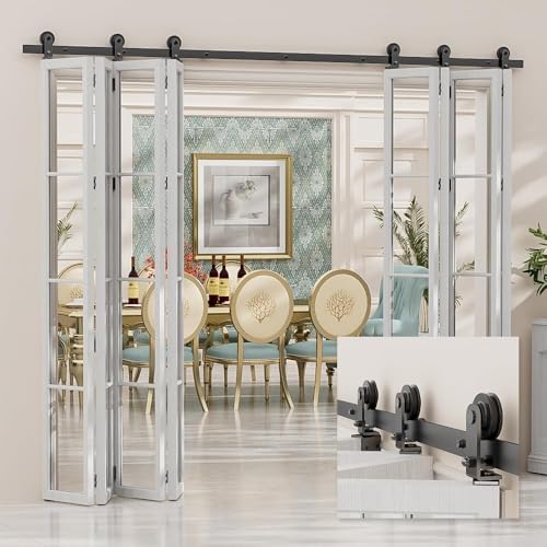 TSMST 6.6ft/200cm Bi-Falten Schiebe Scheune Tür Hardware Kit für 8 Türen,Bi Falten Scheune Tür Hardware passen Türöffnung Breite 187cm,keine Tür Panel (Top Mount Hanger) TSMST 6.6ft/200cm Bi-Falten Schiebe Scheune Tür Hardware Kit für 8 Türen,Bi Falten Scheune Tür Hardware passen Türöffnung Breite 187cm,keine Tür Panel (Top Mount Hanger) von TSMST