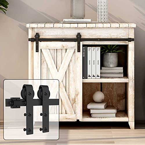 TSMST 76.3cm/2.5ft Kabinett Mini Schiebetür Hardware-Kit, einzelne Scheunentür Track Set, gelten für die Lagerung Fenster TV Stand Schrank (kein Kabinett) von TSMST