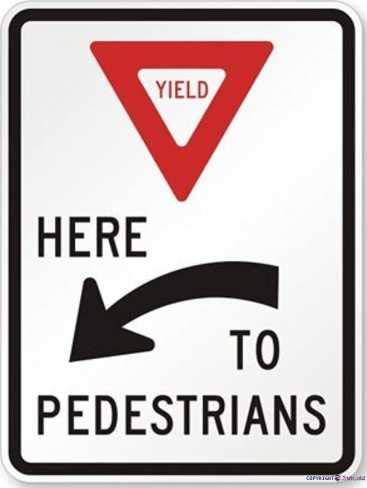Metall-Blechschild "Yield Here to Pedestrians" (Pfeil nach links), Straßenschild, dekoratives Sicherheitssignalschild, 20,3 x 30,5 cm von TSOSK