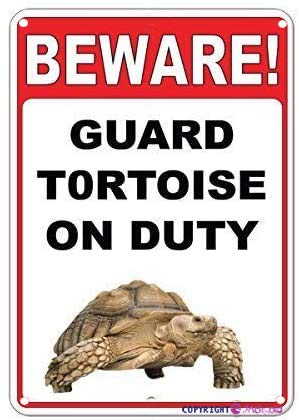 TSOSK Metallschild mit Aufschrift "Beware! Guard Tortoise On Duty", Retro-Look, für Zuhause, Höhle, Bar, Club, Küche, Wanddekoration, 30,5 x 20,3 cm von TSOSK