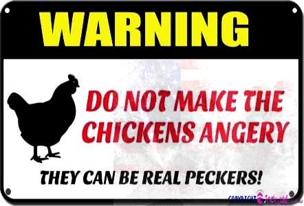 TSOSK Retro Metall-Blechschild / Warnschild Road Do Not Make The Chickens Angry Schild Retro Huhn Warnschild 30,5 x 20,3 cm von TSOSK