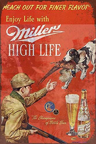 TSOSK Retro Metallschild/1958 Miller Beer and Pheasan Jagd Blechschild Retro Look Home Club Bar Wanddekoration Metall Blechschild 30,5 x 20,3 cm von TSOSK