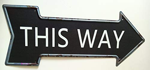 TSOSK This Way Schild Rechts Pfeil für Wanddekoration, Retro-Pfeilschild, Aluminium-Metall, Blechschild, 12,7 x 43,2 cm von TSOSK