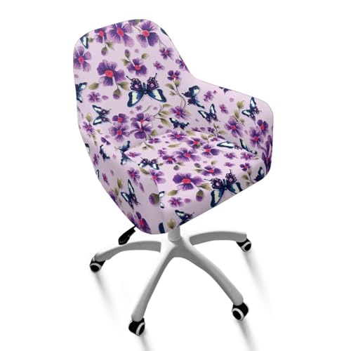 TSOVTHRID Schonbezug für Esszimmerstuhl mit Armlehnen, universal, dehnbar, für Wohnzimmer, violette Blume, Drehstuhlbezug, einteilig, weiche Möbeldekoration TSOVTHRID Schonbezug für Esszimmerstuhl mit Armlehnen, universal, dehnbar, für Wohnzimmer, violette Blume, Drehstuhlbezug, einteilig, weiche Möbeldekoration von TSOVTHRID