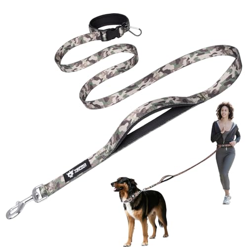 TSPRO Freihandleine Hund für Mittel bis Große Hunde, Verstellbar und Dauerhaft, mit Weichem Gepolstertem Griff und Metallschnalle (Militärgrün 25) von TSPRO