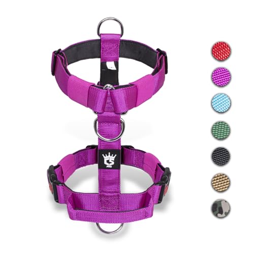 TSPRO Taktische Hundegeschirre mit Griff, 3,3 cm Breit, Militärqualität, Dick Gepolstert und Robust, Schnellverschluss-Gurtschnalle, Geeignet für Kleine Hunde Lila (for 14-23 kg Dogs, Purple-S) von TSPRO