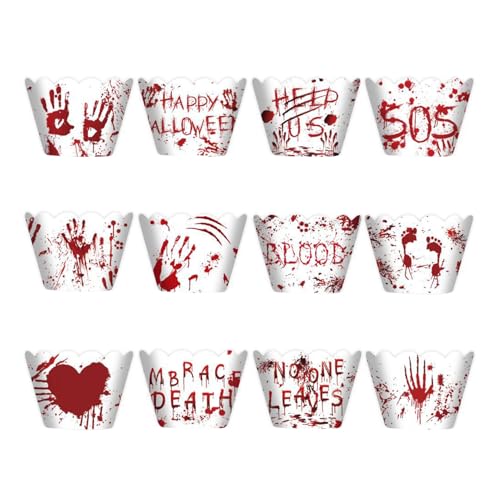 12 Stück Muffinförmchen Papier, Halloween Dekoration Muffins Backförmchen, Muffinbackform Förmchen Papier Cupcakeformen Für Kuchen Backen, Party, Halloween (A) von TSQZE