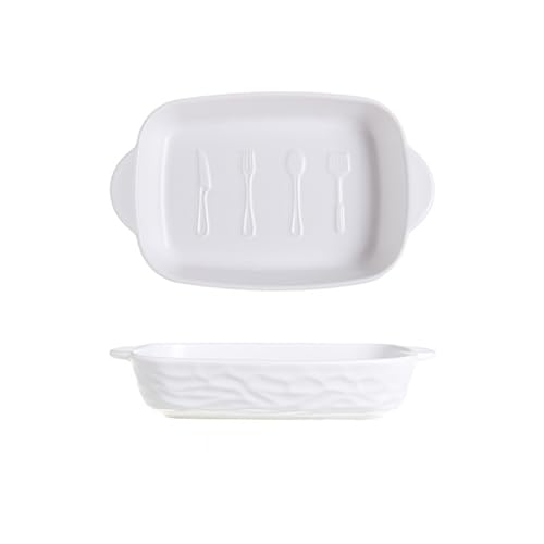 Auflaufform Aus Keramik, Rechteckige Ofenform Mit Griffe,keramisch Verstärkter Antihaft-Beschichtung, Backform Für Lasagne Tiramisu Aufläufe & Mehr (Weiß,24.2 * 14.7CM) von TSQZE