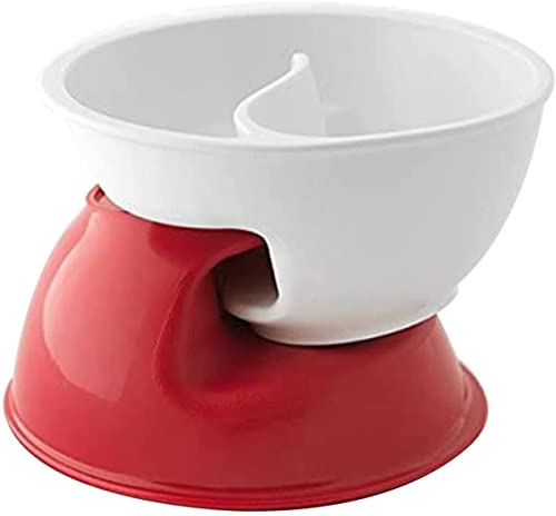 TSQZE Bowl Müslischalen Dessertschalen, Müsli-Schale Snackschalen Pastaschüssel Servierschüssel Mit 2 Fächer, Müsli-Schüssel Suppenschüsseln Für Müsli, Milch, Kartoffelchips Und Ketchup (Rot+Weiß) von TSQZE