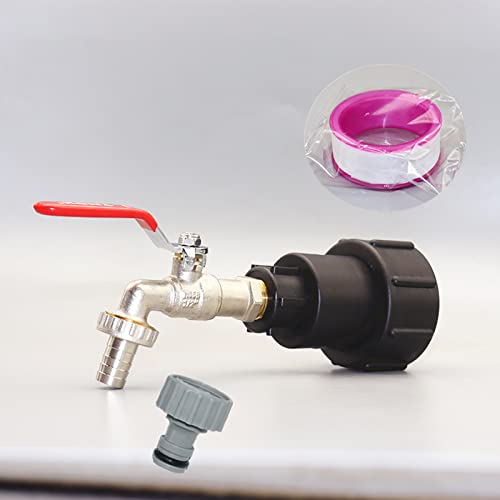 IBC Adapter, 1000L IBC Tank Kugelhahn Universal Wasserhahn Auslaufhahn, S60X6 Grobgewinde Drehbaren Schlauchanschluss Ersatz Für IBC Container Wassertank Regentonne (1/2'' Messing) von TSQZE